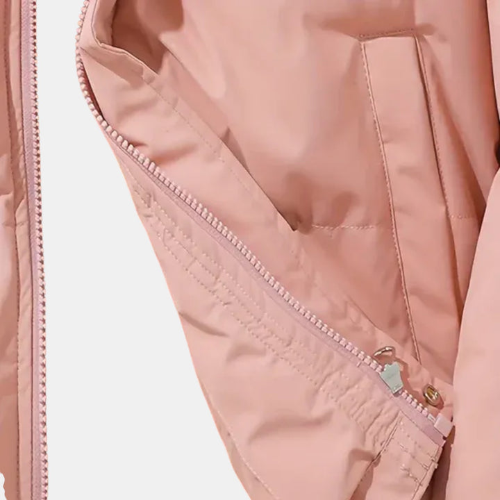 Women’s Hooded Puffer Jacket with Front Zip-Villaayr