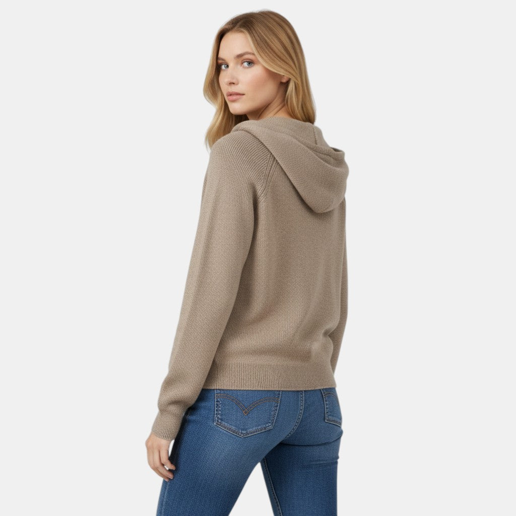 Women’s Knit Zip Hoodie Jacket with Full Front Zipper-Villaayr