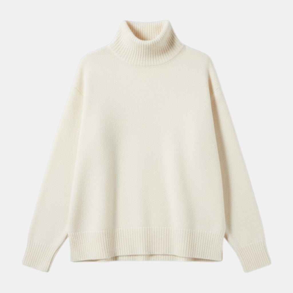 Women’s Turtleneck Knit Sweater Pullover with Long Sleeve-Villaayr