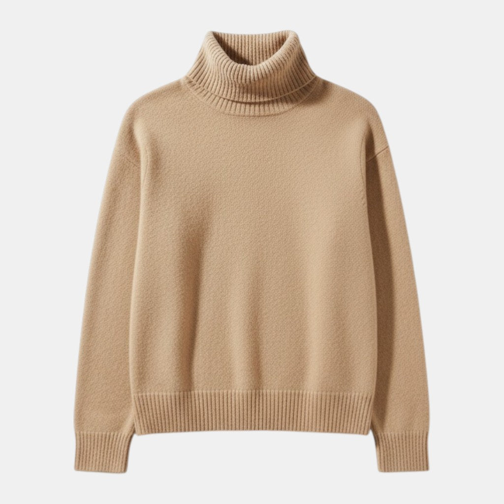 Women’s Turtleneck Knit Sweater Pullover with Long Sleeve-Villaayr