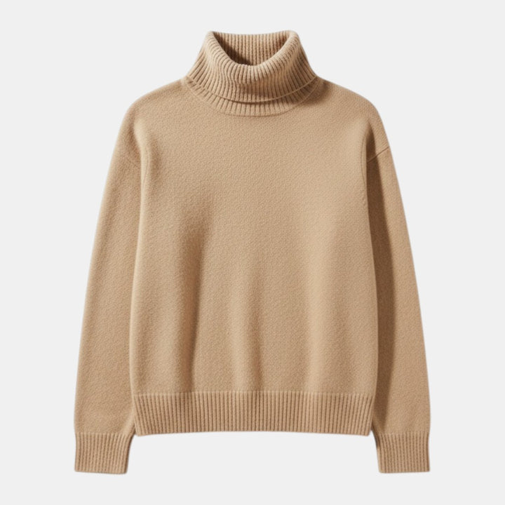 Women’s Turtleneck Knit Sweater Pullover with Long Sleeve-Villaayr