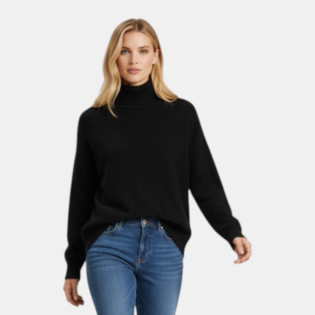 Women’s Turtleneck Knit Sweater Pullover with Long Sleeve-Villaayr