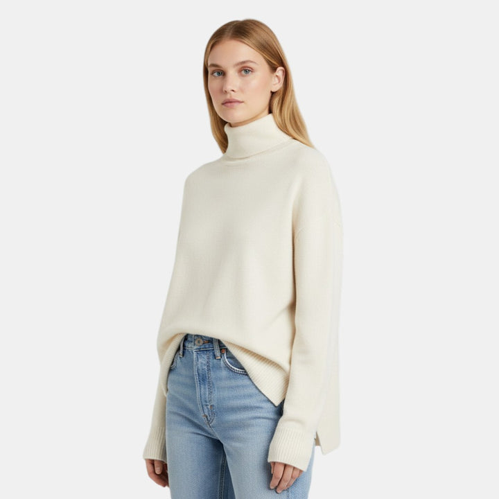 Women’s Turtleneck Knit Sweater Pullover with Long Sleeve-Villaayr