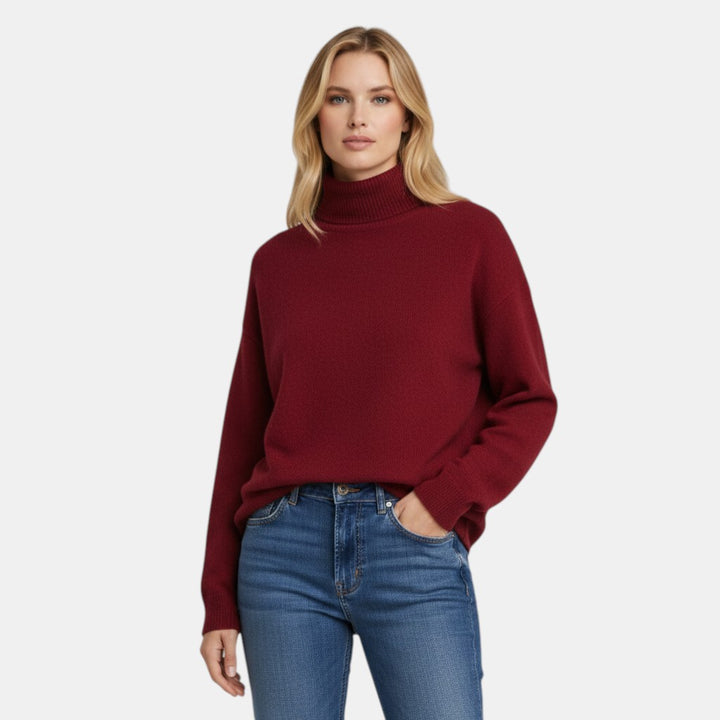 Women’s Turtleneck Knit Sweater Pullover with Long Sleeve-Villaayr
