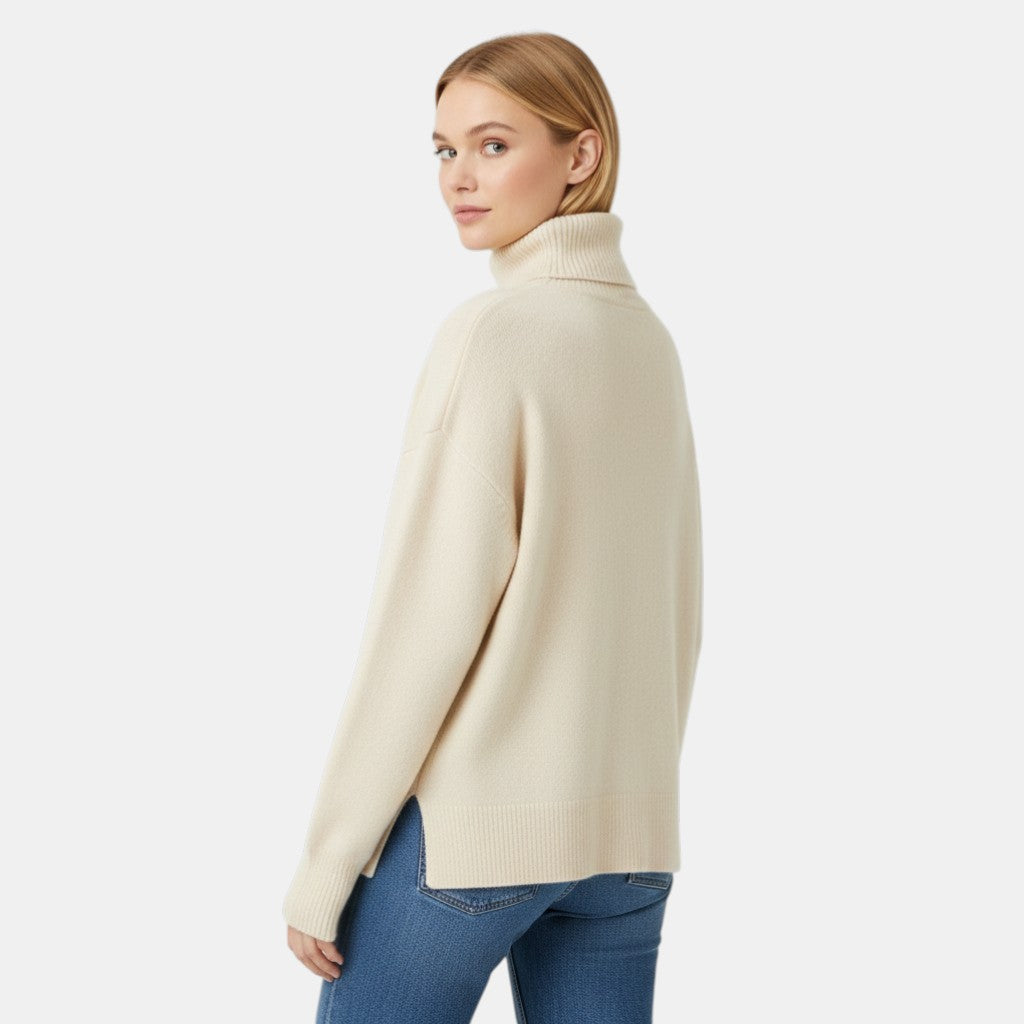 Women’s Turtleneck Knit Sweater Pullover with Long Sleeve-Villaayr