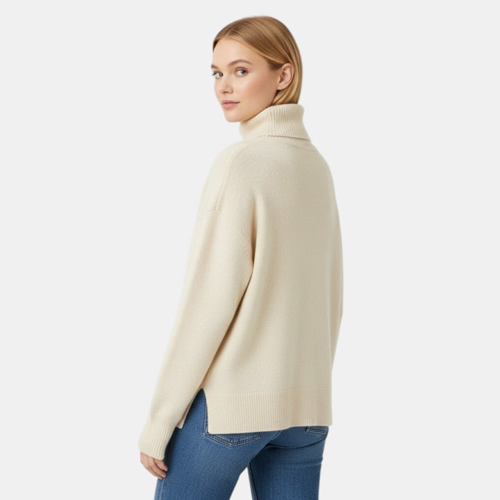 Women’s Turtleneck Knit Sweater Pullover with Long Sleeve-Villaayr