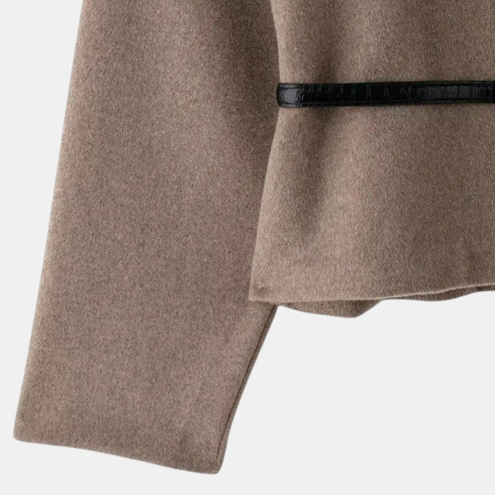 Women’s Wrap Coat with Belt and V-Neck Design-Villaayr