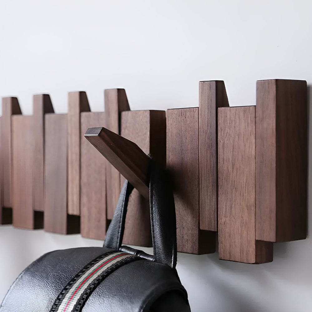 Wooden Piano Wall Shelf with Magnetic Hooks-villaayr.com